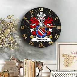 ScotsTee Shop Welsh Hampton mayor of Beaumaris Anglesey Coat of Arms Family Crest Wales Wooden Wall Clock Black and Gold Marble Wall Clock