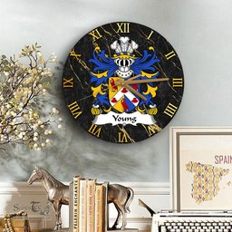 ScotsTee Shop Welsh Young Bishop of St. Davids Coat of Arms Family Crest Wales Wooden Wall Clock Black and Gold Marble Wall Clock