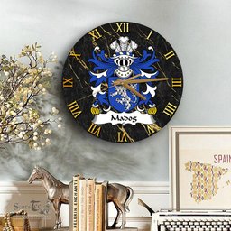 ScotsTee Shop Welsh Madog AP LLYWELYN AP GRIFFRI or Madock Coat of Arms Family Crest Wales Wooden Wall Clock Black and Gold Marble Wall Clock