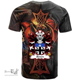 ScotsTee Shop Welsh Beven or Bevan Coat of Arms Family Crest Wales T Shirt Celtic Cross and Dragon With Sword T Shirt