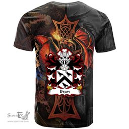 ScotsTee Shop Welsh Bran AP DINAWAL Coat of Arms Family Crest Wales T Shirt Celtic Cross and Dragon With Sword T Shirt