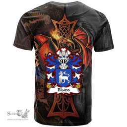 ScotsTee Shop Welsh Blaidd Y Blaidd Rhudd or Gest Coat of Arms Family Crest Wales T Shirt Celtic Cross and Dragon With Sword T Shirt