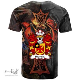 ScotsTee Shop Welsh Brereley or Brierley Coat of Arms Family Crest Wales T Shirt Celtic Cross and Dragon With Sword T Shirt