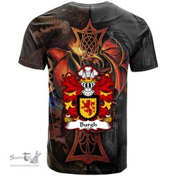 ScotsTee Shop Welsh Burgh Lord of Mawddwy Coat of Arms Family Crest Wales T Shirt Celtic Cross and Dragon With Sword T Shirt