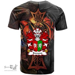 ScotsTee Shop Welsh Edmond AP MERYTH Coat of Arms Family Crest Wales T Shirt Celtic Cross and Dragon With Sword T Shirt
