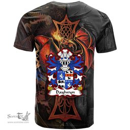 ScotsTee Shop Welsh Daylwyn or Bushe Coat of Arms Family Crest Wales T Shirt Celtic Cross and Dragon With Sword T Shirt