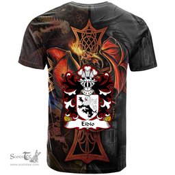 ScotsTee Shop Welsh Eidio WYLLT Lord of Llywel Breconshire Coat of Arms Family Crest Wales T Shirt Celtic Cross and Dragon With Sword T Shirt