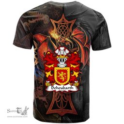 ScotsTee Shop Welsh Deheubarth South Wales Princes of Coat of Arms Family Crest Wales T Shirt Celtic Cross and Dragon With Sword T Shirt