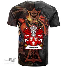 ScotsTee Shop Welsh Hartford Sir Walter of Pembrokeshire Coat of Arms Family Crest Wales T Shirt Celtic Cross and Dragon With Sword T Shirt