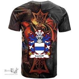 ScotsTee Shop Welsh Cardiff Sir Walter Glamorgan Coat of Arms Family Crest Wales T Shirt Celtic Cross and Dragon With Sword T Shirt