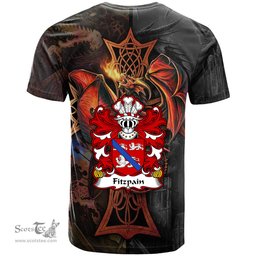 ScotsTee Shop Welsh Fitzpain of Llanfair Monmouthshire Coat of Arms Family Crest Wales T Shirt Celtic Cross and Dragon With Sword T Shirt