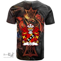 ScotsTee Shop Welsh Eure Commander of Slebech Pembrokeshire Coat of Arms Family Crest Wales T Shirt Celtic Cross and Dragon With Sword T Shirt