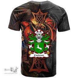 ScotsTee Shop Welsh Coetmor of Llanllechid Caernarfonshire Coat of Arms Family Crest Wales T Shirt Celtic Cross and Dragon With Sword T Shirt