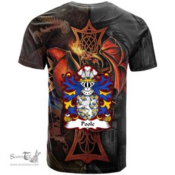 ScotsTee Shop Welsh Poole of Hawarden Flint Coat of Arms Family Crest Wales T Shirt Celtic Cross and Dragon With Sword T Shirt