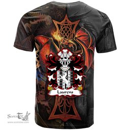 ScotsTee Shop Welsh Laurens AP WILLIAM AP DAFYDD Coat of Arms Family Crest Wales T Shirt Celtic Cross and Dragon With Sword T Shirt