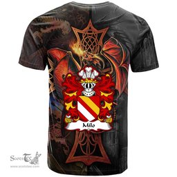 ScotsTee Shop Welsh Milo FITZWALTER Earl of Hereford Coat of Arms Family Crest Wales T Shirt Celtic Cross and Dragon With Sword T Shirt