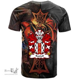 ScotsTee Shop Welsh Rastall of Tenby Pembrokeshire Coat of Arms Family Crest Wales T Shirt Celtic Cross and Dragon With Sword T Shirt