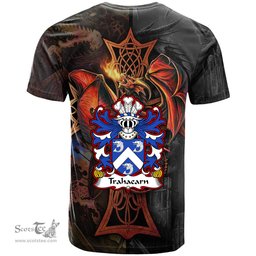 ScotsTee Shop Welsh Trahaearn GOCH OF LLYN Coat of Arms Family Crest Wales T Shirt Celtic Cross and Dragon With Sword T Shirt