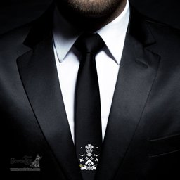 ScotsTee Shop Welsh Bodfel of Caernarfonshire Coat of Arms Family Crest Welsh Neck Tie Black Tie