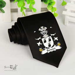 ScotsTee Shop Welsh Bennet Cilfeigan Monmouthshire Coat of Arms Family Crest Welsh Neck Tie Black Tie