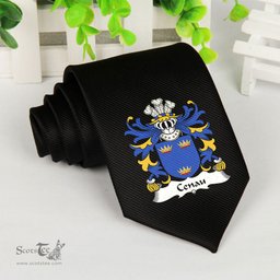 ScotsTee Shop Welsh Cenau AP COEL GODEBOG Coat of Arms Family Crest Welsh Neck Tie Black Tie