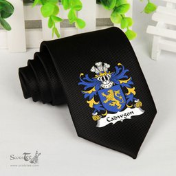 ScotsTee Shop Welsh Cadwgon AP BLEDDYN AP CYNFYN Coat of Arms Family Crest Welsh Neck Tie Black Tie