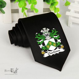 ScotsTee Shop Welsh Cherleton or Charlton Lords of Powys Coat of Arms Family Crest Welsh Neck Tie Black Tie