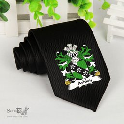 ScotsTee Shop Welsh Ashley Caernarfon Coat of Arms Family Crest Welsh Neck Tie Black Tie
