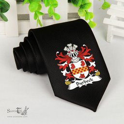 ScotsTee Shop Welsh Byrbeck Vicar of Lamphey Pembrokeshire Coat of Arms Family Crest Welsh Neck Tie Black Tie