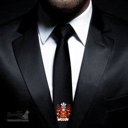 ScotsTee Shop Welsh Barlow of Slebech Coat of Arms Family Crest Welsh Neck Tie Black Tie
