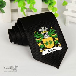 ScotsTee Shop Welsh Arthur I ab uthr pendragon King Arthur Coat of Arms Family Crest Welsh Neck Tie Black Tie