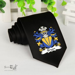ScotsTee Shop Welsh Bryan Lord of Laugharne Carmanthenshire Coat of Arms Family Crest Welsh Neck Tie Black Tie