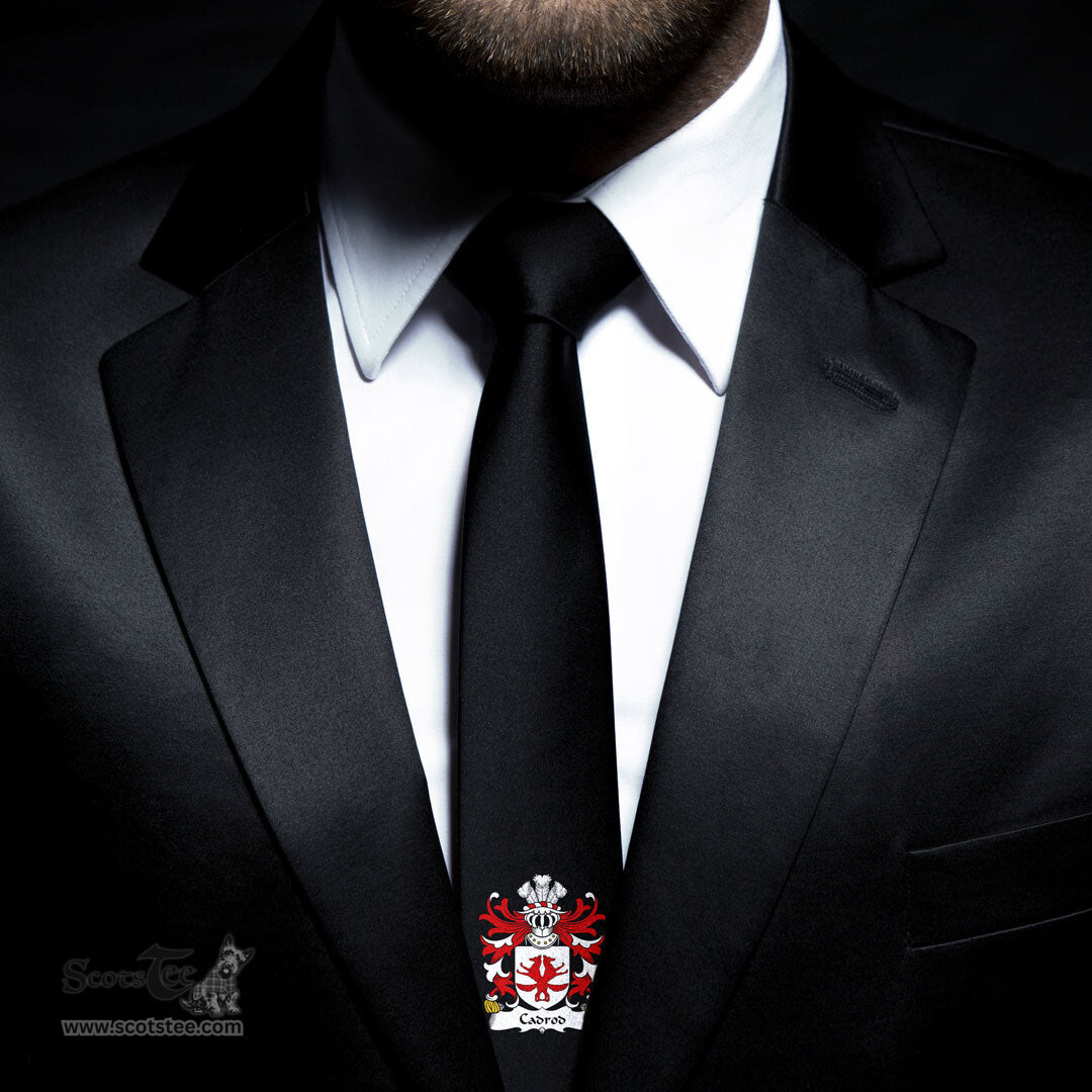 ScotsTee Shop Welsh Cadrod HARDD Coat of Arms Family Crest Welsh Neck Tie Black Tie