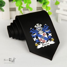 ScotsTee Shop Welsh Barret Coat of Arms Family Crest Welsh Neck Tie Black Tie