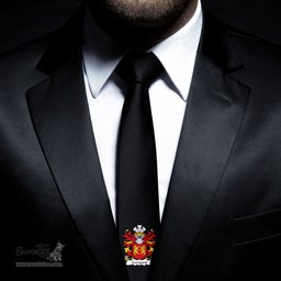 ScotsTee Shop Welsh Gwrgant FARFDRWCHF Monmouthshire Coat of Arms Family Crest Welsh Neck Tie Black Tie