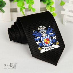 ScotsTee Shop Welsh Fitzjohn Coat of Arms Family Crest Welsh Neck Tie Black Tie