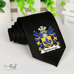 ScotsTee Shop Welsh Hubbertson of Pembrokeshire Coat of Arms Family Crest Welsh Neck Tie Black Tie