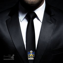 ScotsTee Shop Welsh Hubbertson of Pembrokeshire Coat of Arms Family Crest Welsh Neck Tie Black Tie
