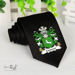 ScotsTee Shop Welsh Coetmor of Llanllechid Caernarfonshire Coat of Arms Family Crest Welsh Neck Tie Black Tie