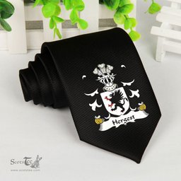 ScotsTee Shop Welsh Hergest Hargest lord of Coston Hereford Coat of Arms Family Crest Welsh Neck Tie Black Tie