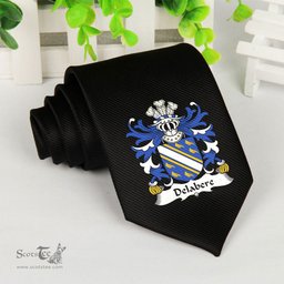 ScotsTee Shop Welsh Delabere of Kinnersley and Tibberton Herefordshire Coat of Arms Family Crest Welsh Neck Tie Black Tie