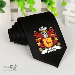 ScotsTee Shop Welsh Hopkin DAVID of Dan y graig Swansea Coat of Arms Family Crest Welsh Neck Tie Black Tie