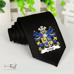 ScotsTee Shop Welsh Lloyd of Foxhal Henllan Denbighshire Coat of Arms Family Crest Welsh Neck Tie Black Tie
