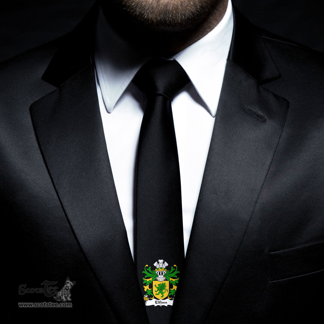 ScotsTee Shop Welsh Elfinn AP GWYDDNO Coat of Arms Family Crest Welsh Neck Tie Black Tie