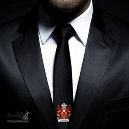 ScotsTee Shop Welsh Dawkin of Abergavenny Monmouthshire Coat of Arms Family Crest Welsh Neck Tie Black Tie
