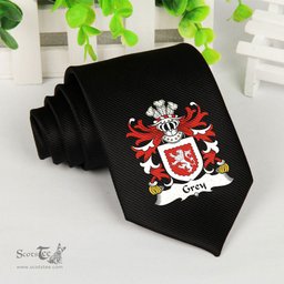 ScotsTee Shop Welsh Grey or Gray lords of Powys Coat of Arms Family Crest Welsh Neck Tie Black Tie