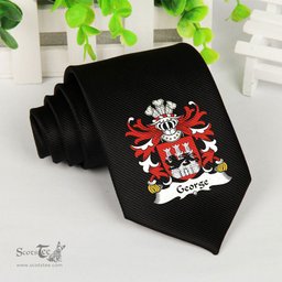 ScotsTee Shop Welsh George OWEN HARRY Pembrokeshire Coat of Arms Family Crest Welsh Neck Tie Black Tie