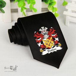 ScotsTee Shop Welsh Dutton of Dutton of Cheshire Coat of Arms Family Crest Welsh Neck Tie Black Tie