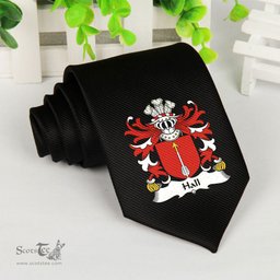 ScotsTee Shop Welsh Hall of Pembrokeshire Coat of Arms Family Crest Welsh Neck Tie Black Tie