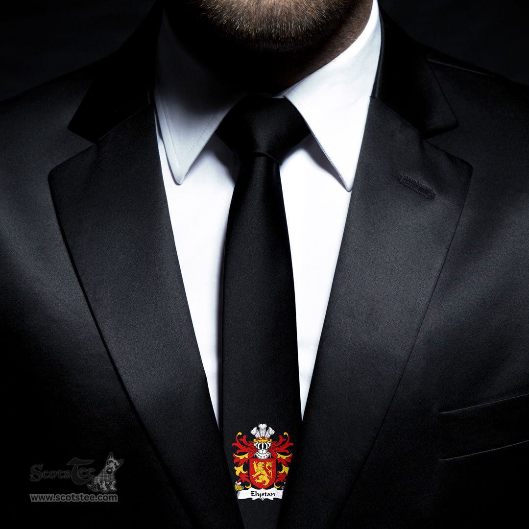 ScotsTee Shop Welsh Elystan GLODRYDD Coat of Arms Family Crest Welsh Neck Tie Black Tie